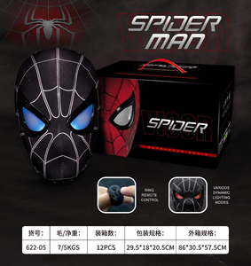 Máscara de Cosplay de látex de neón para fiesta de <span class=keywords><strong>Spider</strong></span> <span class=keywords><strong>Man</strong></span>, ojos móviles controlados por anillo, iluminada para regalos de cumpleaños y ocasiones de Mascarada - Product Image 5