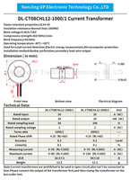 Microtransformador de corriente de precisión, DL-CT08CHL12 de fábrica Toroidal AC CT, 1000/1, 2000/1, 0 ~ 70A, 5A, 10A, 30A, 40A, 50A, 60A