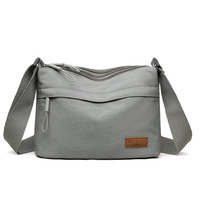 Tas Selempang Kanvas Vintage Kapasitas Besar Unisex Tas Bahu Tahan Lama Portabel Penutup Ritsleting Tali Dapat Disesuaikan Penggunaan Sehari-hari