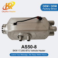 OkyRie AS50-8 Aluminium 4-Auslass 5KW Diesel-Luftheizung mit Digital-LCD-Fernbedienung für LKW, Anhänger, Wohnmobil, Boot