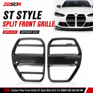 Rejilla Delantera Estilo ST de Fibra de Carbono Seca ZESON con ACC para <span class=keywords><strong>BMW</strong></span> M3 M4 G80 G82 G83 Competition XDrive <span class=keywords><strong>2021</strong></span>+ - Product Image 1
