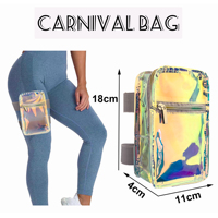 Sac de corps holographique transparent en PVC à faible MOQ pour femme, imperméable, à porter à la jambe, à la taille ou au bras, avec motif boîte, idéal pour le carnaval