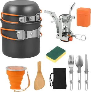 野营炊具便携式环保燃气灶户外迷你野营炊具旅游餐具套装 - Product Image 1