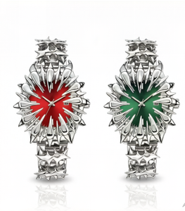 Relojes góticos hechos a mano, reloj de pulsera de cuarzo personalizado para hombre, diseño de garra soldada con púas y esfera roja de estilo vintage - Product Image 1