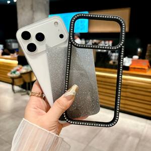 جراب لامع ماسي شفاف لهاتف أيفون 17 16 15 14 12 Pro Max <span class=keywords><strong>Bling</strong></span> TPU + غطاء خلفي أكريليك مقاوم للصدمات - Product Image 1