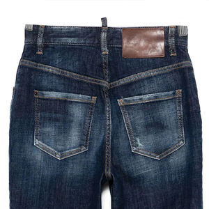 غسول نسائي متوسط الخصر ثنائي التمدد باللون الأزرق الداكن شعار مخصص مناسب للضيق جيد التهوية وصديقا للصيف جينز غير رسمي مثير - Product Image 5