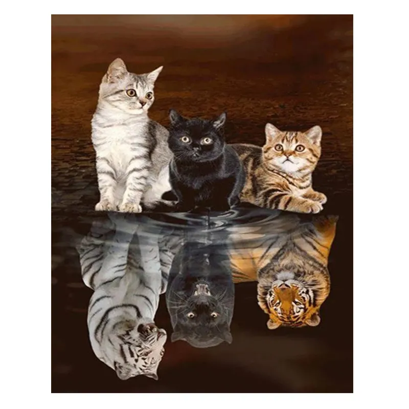 Huacan pintura a óleo pelos números, animal de gato, desenho, tela, foto para personalizada, leão, artes para crianças, decoração de casa, arte de parede pintada à mão