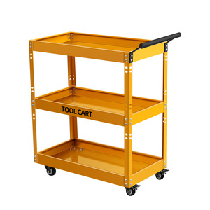 Three Tier Steel <b>Tool</b> <b>Cart</b> With Wheels For Auto Repair And Workshop Storage - Product Image 1
