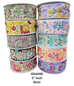 Lacets multicolores floraux brodés sur mesure. Idéal pour les créateurs de vêtements, les créateurs de chapeaux et les magasins de fournitures d'artisanat - Product Image 4