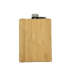 Bamboo Stainless Steel Hip Flask 6Oz Portable <b>Travel</b> Flask For Liquor - Product Image 2