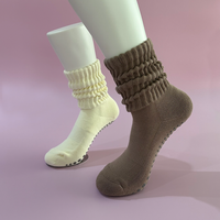 Chaussettes longues antidérapantes personnalisées pour le sport, l'entraînement, le Pilates, le yoga, avec logo personnalisé, en Spandex/Polyester/Coton, écologiques