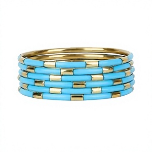 Ensemble de 6 bracelets en résine et laiton plaqué or, bijoux de mariage tendance, fabriqués en Inde par Handforge Global Impex - Product Image 1