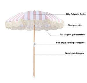 Sombrilla de Playa Personalizada Moderna, Impermeable, Anti-UV, para Viajes al Aire Libre, de Lujo, de 1.8 m, con Borlas de Algodón y Tela de Poliéster de 200 g - Product Image 6