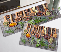 Tapis de cuisine antidérapant à motif géométrique de dessin animé, fabriqué à la machine, pour usage en cuisine