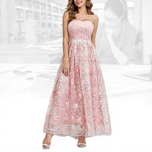 <span class=keywords><strong>Robe</strong></span> midi sans bretelles personnalisée OEM, style A-line, broderie florale, élégante, pour soirée, <span class=keywords><strong>demoiselle</strong></span> <span class=keywords><strong>d</strong></span>'<span class=keywords><strong>honneur</strong></span>, pour femmes - Product Image 2