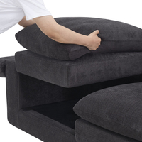 Ensemble de canapé modulaire sectionnel en forme de L, canapé nuage avec 1 ottoman mobile, assise profonde confortable en chenille, coussins doux, pour salon moderne