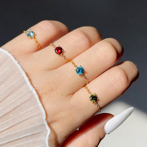 SongYi Colorful Zirconium Chain Pull-out Women's Fashion Instagram Niche Design Sweet <strong>and</strong> Adjustable <strong>Mother</strong> <strong>and</strong> <strong>Daughter</strong> <strong>Ring</strong> - Product Image 2