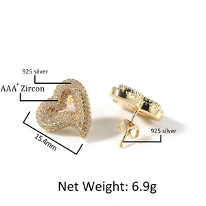 Set di Gioielli Hip Hop San Valentino 2024 con Anello, Orecchini e Collana con Ciondolo a Cuore Vuoto Tempestato di Zirconi, Adorabile Idea Regalo - Product Image 4