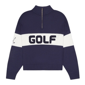 Pull-over en tricot 100 % coton pour femme, personnalisé, sport, golf, couleur contrastée, demi-zip, haute qualité, broderie OEM, vente en gros - Product Image 1