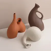 Прямая поставка, креативная японская керамическая ваза особой формы для сухих цветов, модель комнаты b & B, Мягкая керамическая ваза для гостиной