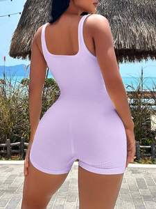 Combinaison de sport sans manches en spandex pour femmes, combinaison de yoga à la mode, une pièce, bodysuit de sport, bodycon court pour jouer à la salle de sport, nouvel arrivage - Product Image 5