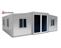 750mm Mini 15ft x 20ft Maison préfabriquée à énergie solaire extensible mobile Cabine de conteneur anti-ouragan avec toilettes