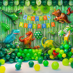 <span class=keywords><strong>D</strong></span>écorations <span class=keywords><strong>d</strong></span>'anniversaire dinosaure feuille ballon Latex Globos joyeux anniversaire bannière ensemble bébé douche fête faveurs - Product Image 4