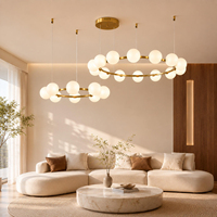 Lustre de salon double couche à bulles circulaires de style nordique, lampe suspendue moderne et simple pour restaurant, luminaire créatif en forme de haricot magique pour chambre à coucher