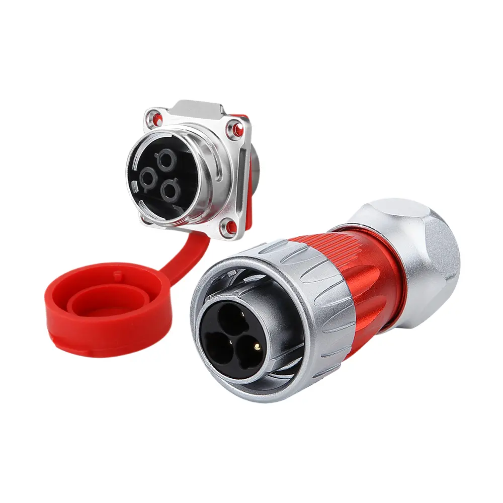 DH-24 3 Pin Waterproof Power Cable Connector With Ip67 Protection Level For Led Display And Industrial Equipment