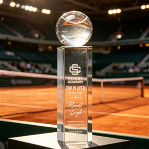 Trofeo <span class=keywords><strong>de</strong></span> Tenis <span class=keywords><strong>de</strong></span> Cristal Noble Clear K9, Rectangular, Extra Largo, con Grabado Personalizado, para el Jugador Destacado <span class=keywords><strong>de</strong></span> la <span class=keywords><strong>Academia</strong></span> <span class=keywords><strong>de</strong></span> Tenis - Product Image 2
