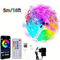 Bande lumineuse LED intelligente RGB 24V, synchronisation musicale, changement de couleur, 5 mètres, avec application et télécommande, IP20
