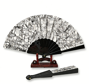 BSBH New Arrivals Delicate 23cm Plastic Handmade Durable Cartoon Folding Fan Custom Printed Business Gift Festival Hand Fan