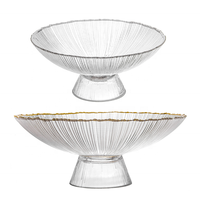 Samyo Vente en gros Bol à fruits transparent 13 pouces pour mariage Assiette de présentation en verre avec bordure dorée pour la décoration de mariage