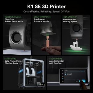 Impresora 3D Creality K1 SE, Volumen de Impresión 220x220x250mm, FDM, Impresión de Alta Velocidad, Extrusora Directa de Última Generación - Product Image 2