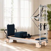 Reformer Pilates Full Track avec demi-tourneuse en bois d'érable et tour en acier inoxydable, poulie silencieuse, barre de pied multi-angles, équipement de fitness