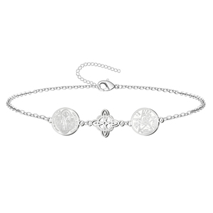 Bracciale in Acciaio Inossidabile con Nodo della Strega e Amuleto di San Benedetto, Gioiello Minimalista Protettivo Portafortuna - Product Image 1