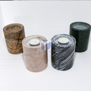 Bocaux à bougies en marbre de luxe avec couvercles Récipients personnalisés en verre, béton et terre cuite pour la décoration intérieure et les bougies de mariage - Product Image 2