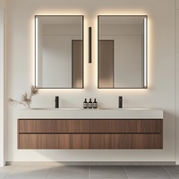 Lavabo flottant de style moderne Lavabo de salle de bain en PVC avec miroir LED étanche Vente directe Fabricant Hôtels