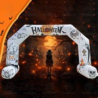 Arche gonflable hantée de citrouille Yards Walkways Entrées Décoration d'Halloween Blow Up Spooky Archway Avec Citrouilles, Fantômes, Chauves-souris