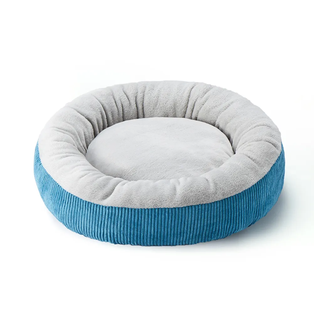 UFBemo 핫 세일 사용자 정의 럭셔리 애완 동물 부드러운 플러시 따뜻한 침대 쿠션 소파 도넛 라운드 고양이 개 침대