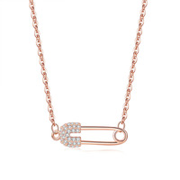 Nouveau Collier Chaîne Tendance pour Femme, Pendentif Zircon Creux en Cuivre, Style Sportif Bambou, Design Personnalisé avec Broche