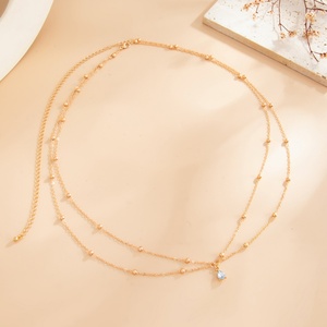 Chaîne de taille sexy à double couche avec pendentif en verre et perles pour femmes, accessoires de mode tendance pour la plage, bijoux de corps - Product Image 3