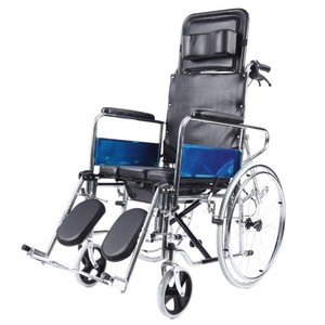 Silla de ruedas manual reclinable completa 608 con inodoro, plegable y ligera para ancianos y discapacitados - Product Image 5