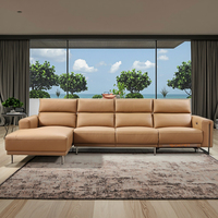 Ensemble de Canapé d'Angle de Luxe en Cuir Véritable avec Relax Électrique Double Moteur, Mobilier pour Salons et Villas