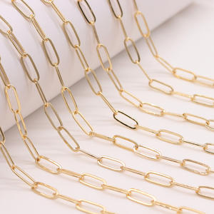 14k सोने की प्लेटेड अंडाकार पेपर क्लिप श्रृंखला आयताकार डिय गहने बनाने वाली सामान चेन रोल नेकलेस ब्रेसलेट सामग्री - Product Image 4