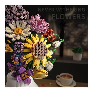 Mini Diy Plastic Toy <b>Building</b> <b>Blocks</b> Decorative Flowers Bouquet Garden Assemble Small Particle Sunflower <b>Building</b> <b>Blocks</b> - Product Image 3