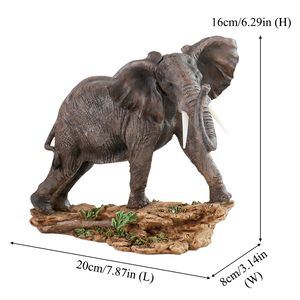Scultura di <span class=keywords><strong>Elefante</strong></span> in Resina Dipinta a Mano con Base Naturalistica, Statuetta Animale da Scrivania per Arredamento Casa e Ufficio - Product Image 6