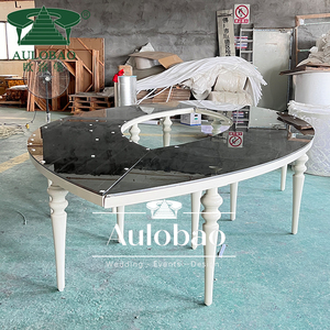 White Iron Metal Frame Eye Shape <strong>Memorial</strong> Hotel Furniture Serpentine <strong>Wedding</strong> <strong>Table</strong> - Product Image 4