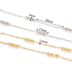 Collar de Cadena de Acero Inoxidable con Cuentas, Chapado en Oro de 18k, Forma de Bola, Joyería Unisex para Gargantilla, Accesorio de Moda - Product Image 2