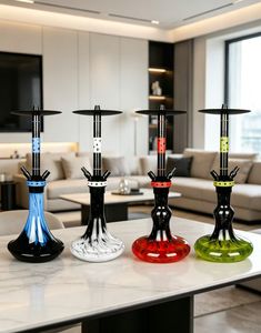 Ensemble de chicha moderne en verre, dôme noir, base multicolore, pipe à tabac pour salon, bar, fête - Product Image 5